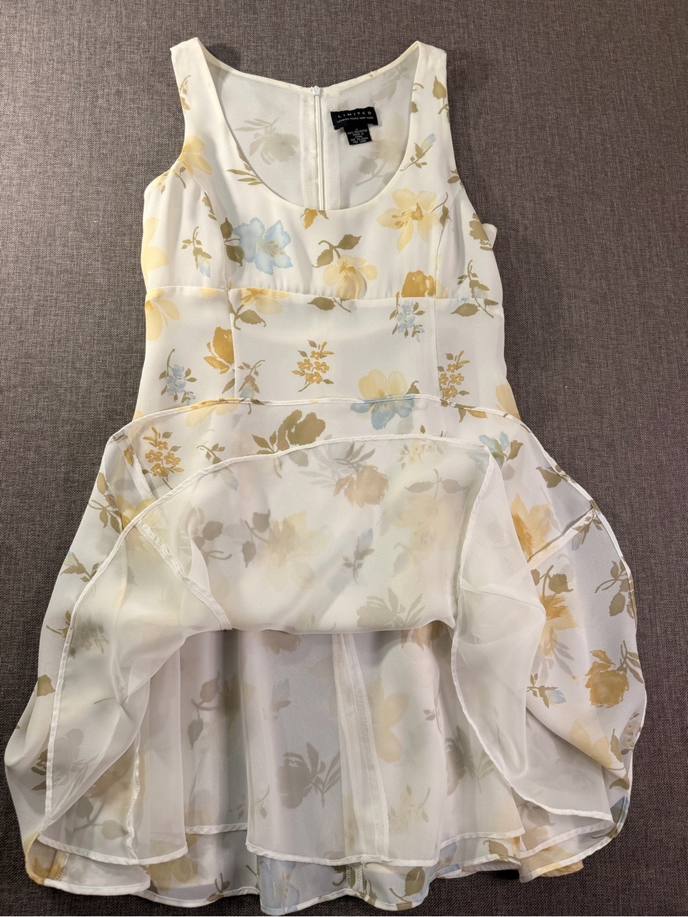 Sleeveless White Mini Dress with Yellow & Blue Floral Print - Picture 6 of 10